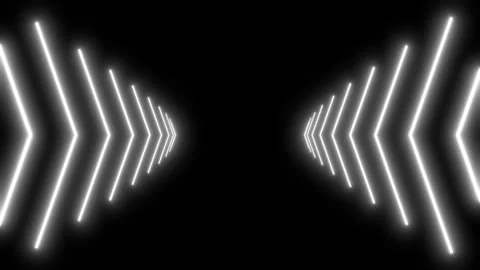 White direction arrows, endless tunnel on black background. Stock Footage 308151672