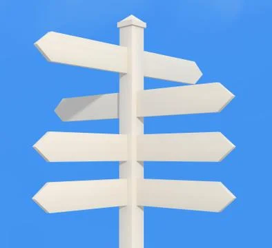 White directional sign post Stock Illustration
