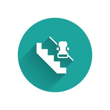 White Disabled access elevator lift escalator icon isolated with long shadow Stock Illustration