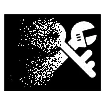 White Disappearing Dot Halftone Security Tools Icon Stock Illustration