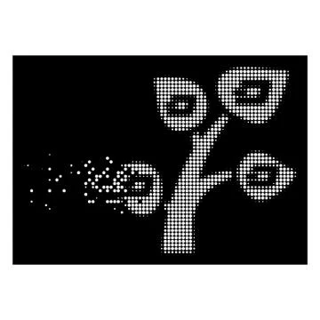 White Disappearing Pixel Halftone Dash Tree Icon Stock Illustration