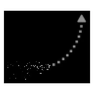 White Disappearing Pixel Halftone Dotted Growth Line Icon Stock Illustration