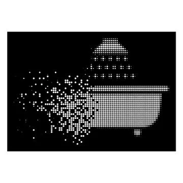 White Disappearing Pixelated Halftone Bath Shower Icon Stock Illustration