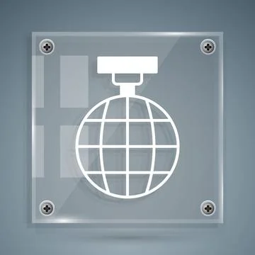 White Disco ball icon isolated on grey background. Square glass panels. Vecto Stock Illustration