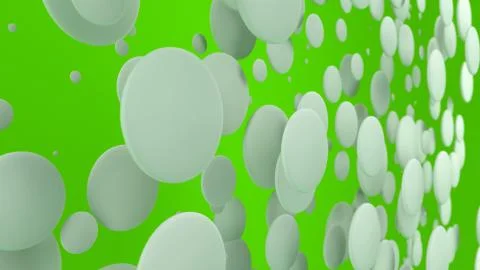 White discs of random size on green background Stock Illustration