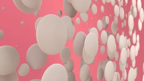 White discs of random size on red background Illustrazione stock