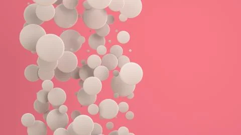 White discs of random size on red background Stock Illustration