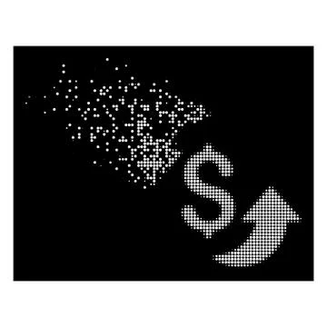 White Disintegrating Dotted Halftone Update Cost Icon Illustrazione stock