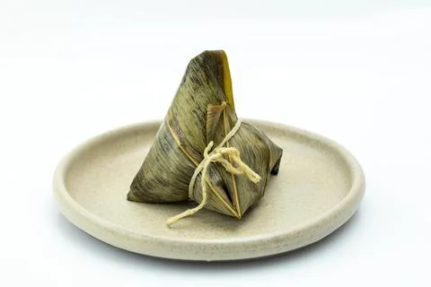 White disk, one, steaming hot, meat dumplings, white background, on the table Stock Photos