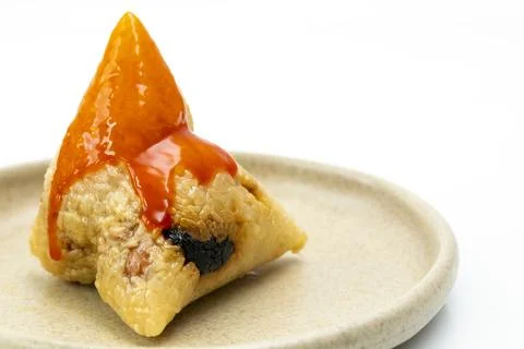 White disk, one, steaming hot, meat dumplings, white background, on the table Stock Photos