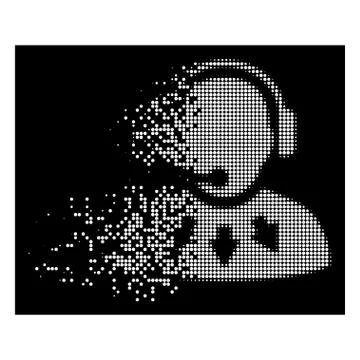 White Dispersed Dot Halftone Operator Message Icon Illustrazione stock