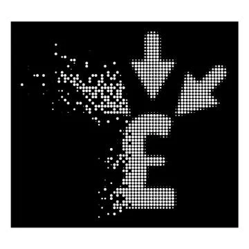 White Dispersed Pixel Halftone Aggregate Pound Payment Icon Stock Illustration