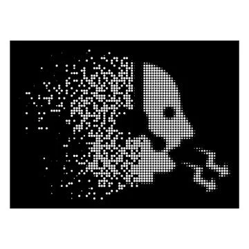 White Dissolved Dot Halftone Operator Shout Icon Stock Illustration