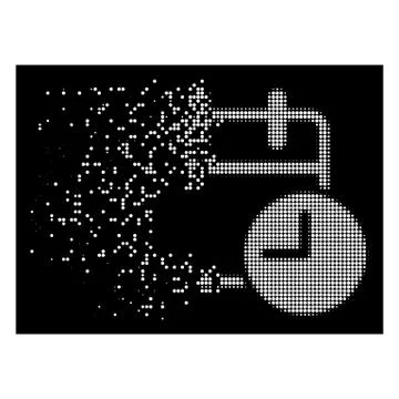 White Dissolved Pixel Halftone Date Time Icon Stock Illustration