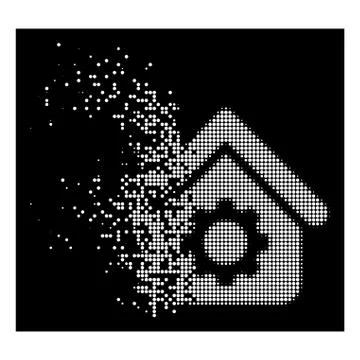 White Dissolved Pixelated Halftone Smoking Factory Icon Ilustración de archivo