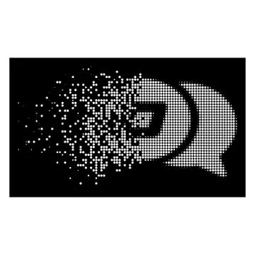 White Dissolving Dotted Halftone Dash Chat Messages Icon 스톡 일러스트