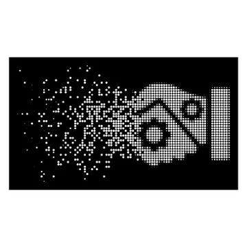 White Dissolving Dotted Halftone Smart Contract Handshake Icon Stock Illustration