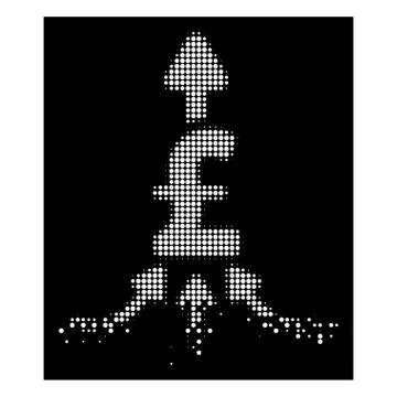 White Dissolving Dotted Halftone Unite Pound Payments Icon Stock Illustration