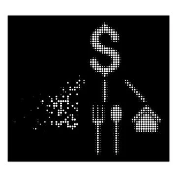 White Dissolving Pixelated Halftone Consumption Pattern Icon Stock Illustration