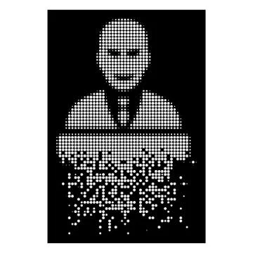 White Dissolving Pixelated Halftone Demagogue Icon Stock Illustration