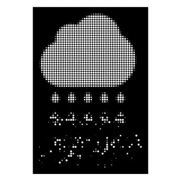 White Dissolving Pixelated Halftone Rain Cloud Icon Stock Illustration