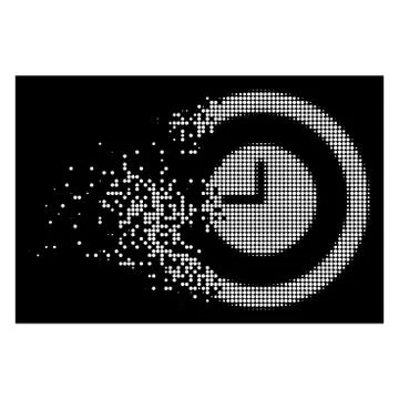 White Dissolving Pixelated Halftone Repeat Clock Icon 스톡 일러스트