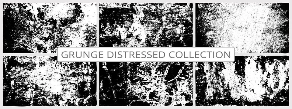 White distressed texture overlay vector collection. Rough Grunge texture back Illustrazione stock