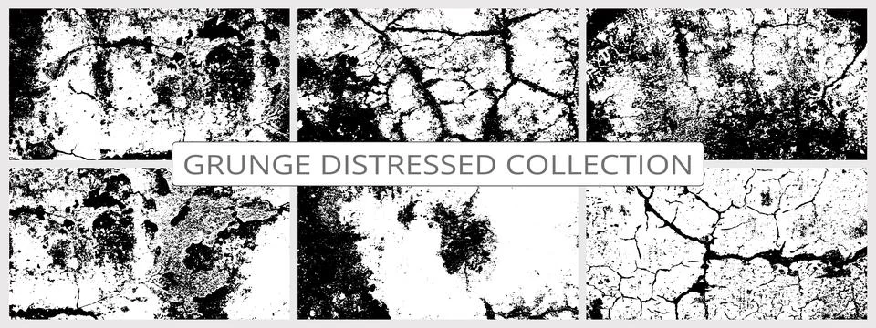 White distressed texture overlay vector collection. Rough Grunge texture back Illustrazione stock