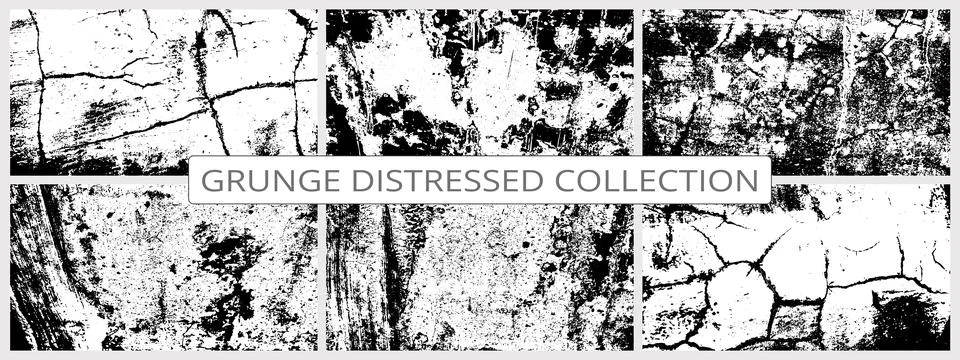 White distressed texture overlay vector collection. Rough Grunge texture back Illustrazione stock