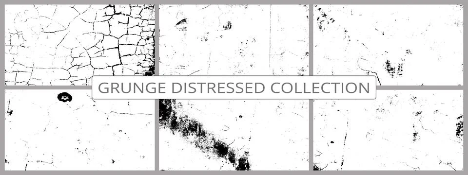 White distressed texture overlay vector collection. Rough Grunge texture back Illustrazione stock