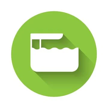 White Diving board or springboard icon isolated with long shadow background.. Stock Illustration