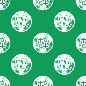 White Diving Fins Pattern on Green Background Stock Illustration