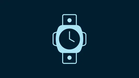 White Diving watch icon isolated on blue background. Diving underwater equipment 스톡 동영상 229571185