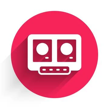 White DJ remote for playing and mixing music icon isolated with long shadow. DJ Ilustração Stock