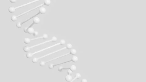 White DNA double helix model with connected spheres and slender rods, cropped Illustrazione stock