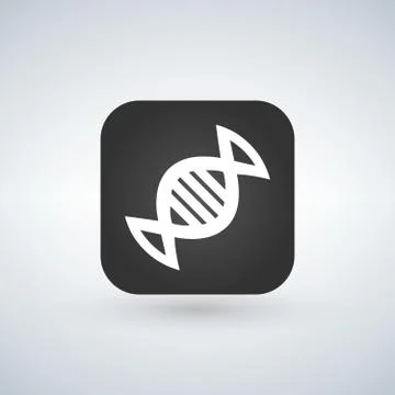 White Dna icon on black web application button, vector illustration. 스톡 일러스트