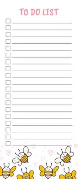 White to do list with cute yellow bees design. Stock Illustration