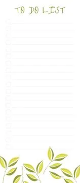 White to do list with green leaves design. Stock Illustration