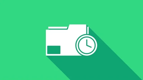 White Document folder with clock icon isolated on green background. Document and Stock Footage 146980605
