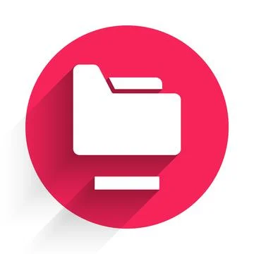 White Document folder icon isolated with long shadow background. Accounting 스톡 일러스트