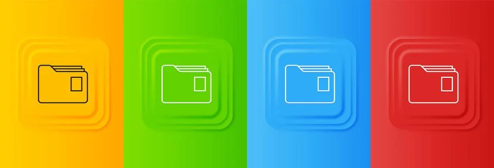 White Document folder icon isolated on colorful background. Accounting bind.. Stock Illustration