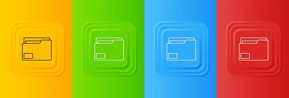 White Document folder icon isolated on colorful background. Accounting bind.. Stock Illustration