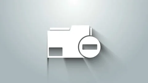 White Document folder with minus icon isolated on grey background. Clear Stock Footage 145859729
