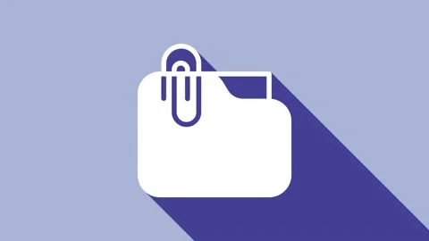 White Document folder with paper clip icon isolated on purple background Stock Footage 154744196
