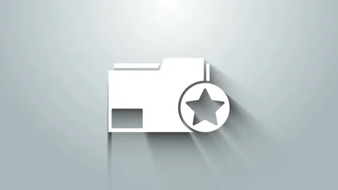 White Document folder with star icon isolated on grey background. Document best Stock Footage 145859577
