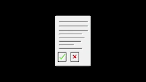 A white document with lines and two buttons, a green checkmark and a red cr.. Stock Footage 330347788