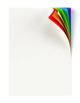 White document mock up with rainbow colored curled corner Stock Illustration