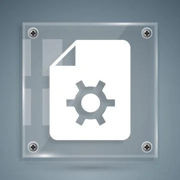 White Document settings with gears icon isolated on grey background. Software Stock Illustration
