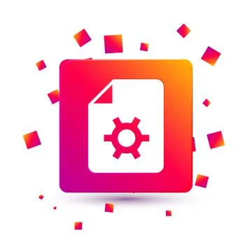 White Document settings with gears icon isolated on white background. Software Stock Illustration