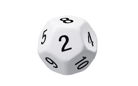 White dodecahedral dice with black numbers on it, 3d rendering. Stockillustratie